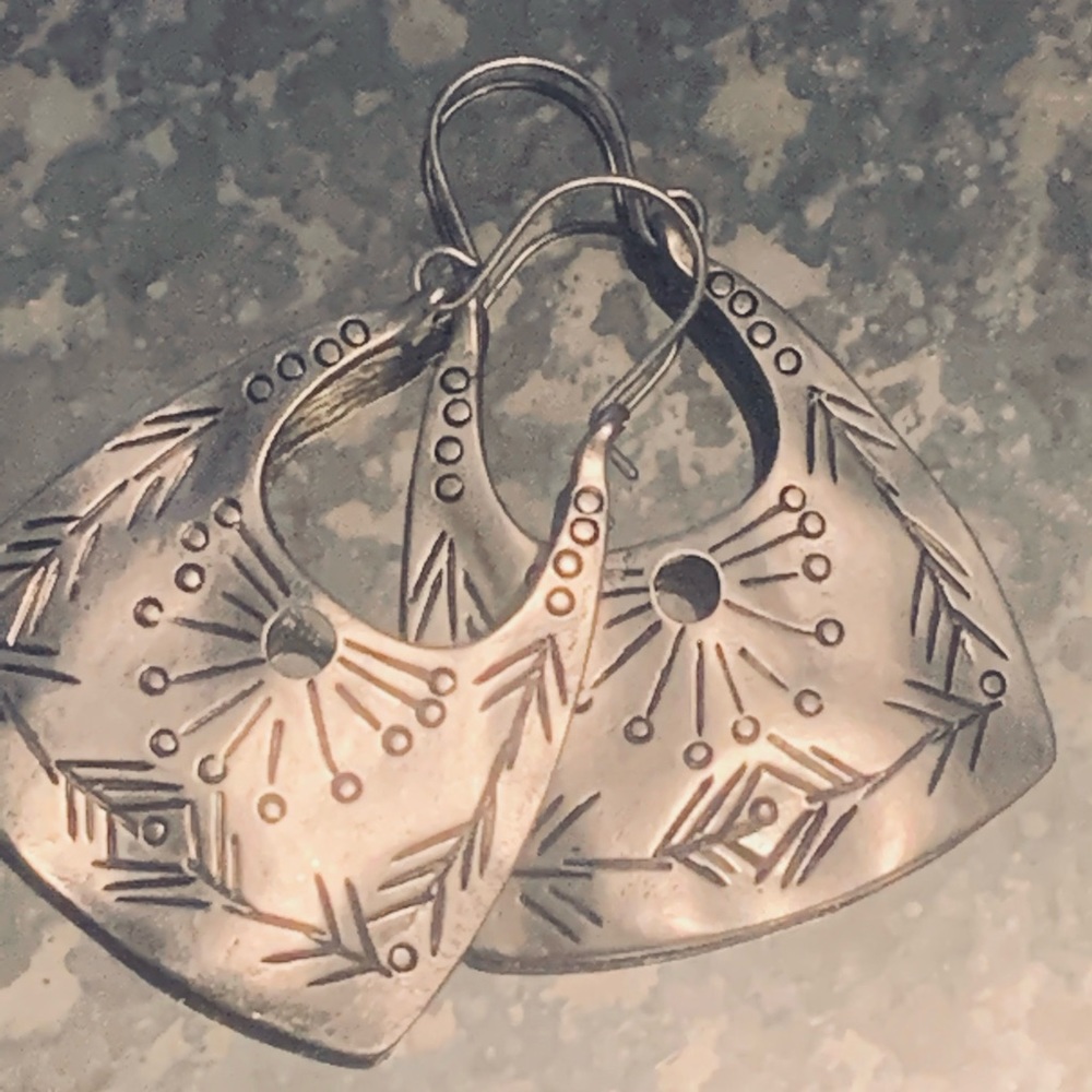 Boho Silver Dangle Earrings - Picture 2 of 4